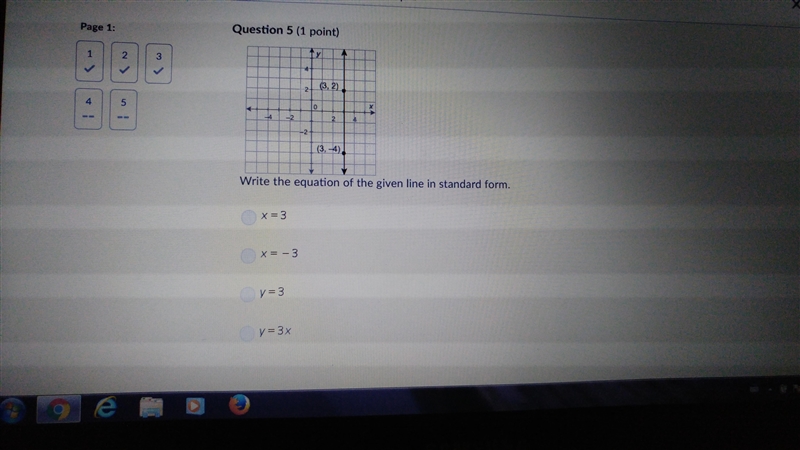 Please help this is pretty easy. :) write the equation of the given line in standard-example-1