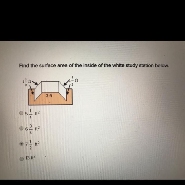 Find the surface area of the inside of the white study station below-example-1