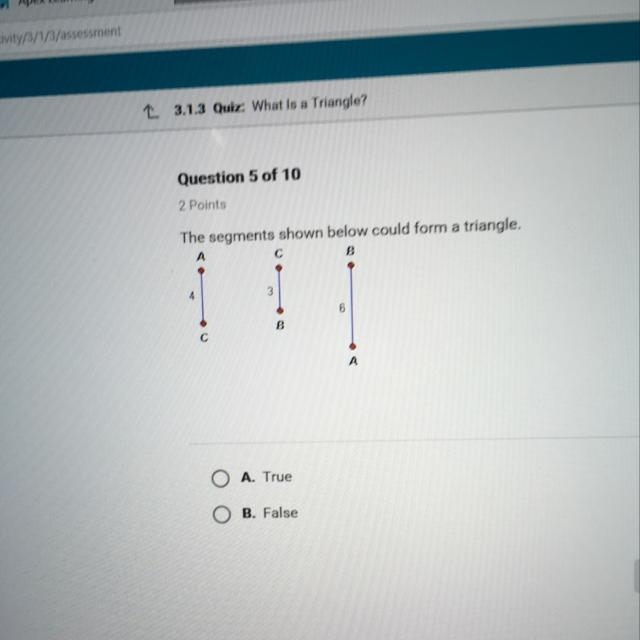 The segments shown below could form a triangle. 4,3,6 PLZ HELP ASAP-example-1