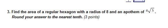 Find the are of the regular hexagon PLZ help-example-1