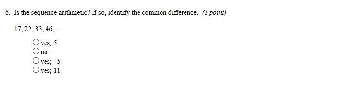 Is the sequence arithmetic? If so, identify the common difference.-example-1