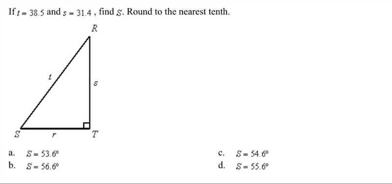 If t=38.5 and s=31.4 find S. Round to the nearest tenth-example-1