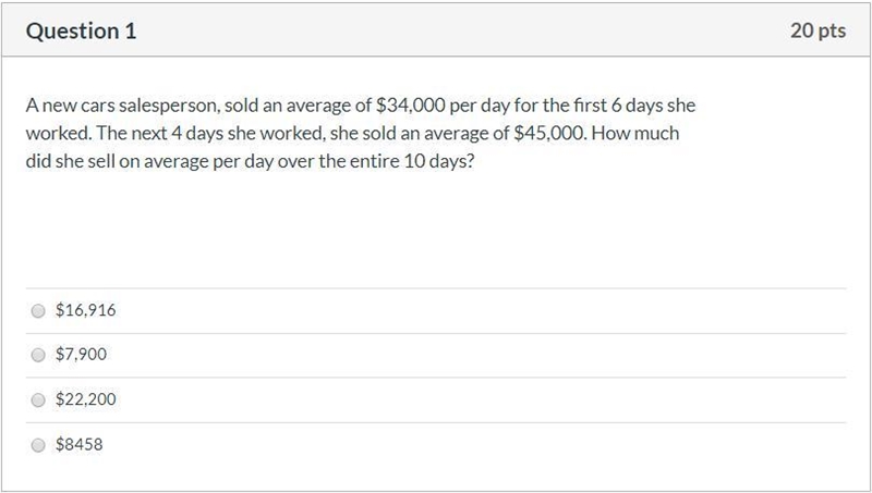 Correct Answers only please! A new cars salesperson, sold an average of $34,000 per-example-1