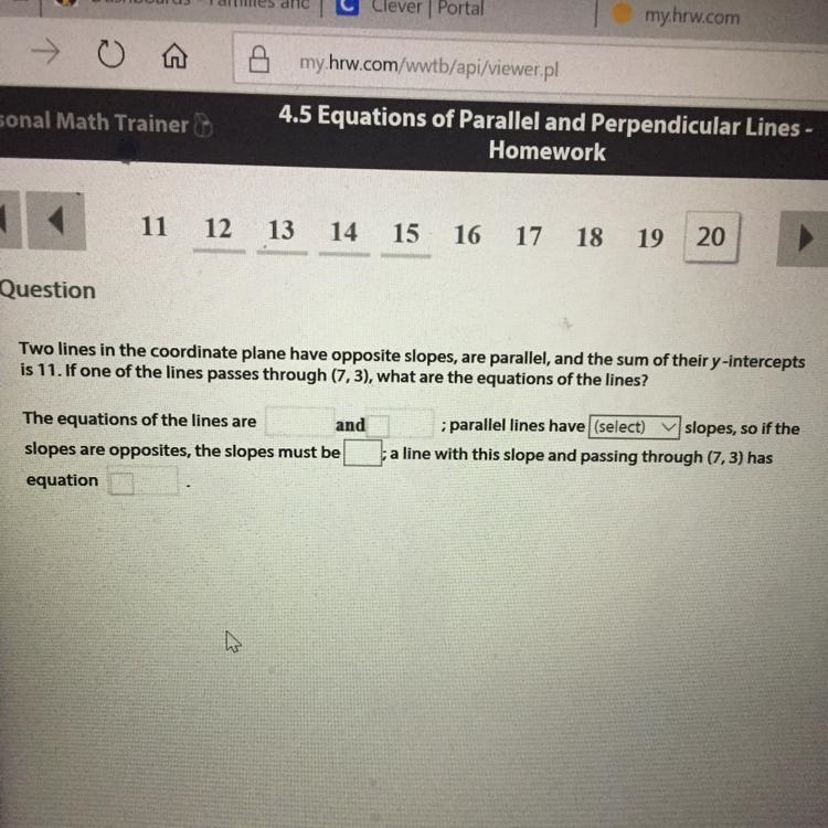 Question Two lines in the coordinate plane have opposite slopes, are parallel, and-example-1