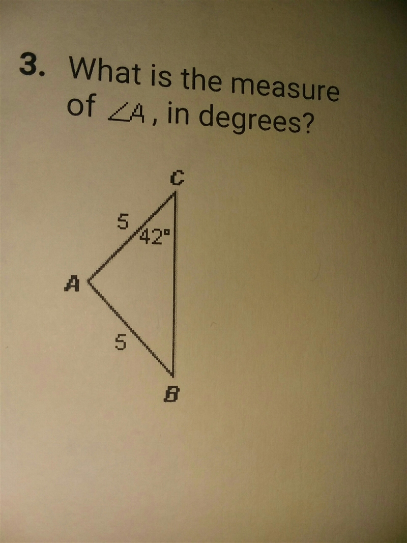 What is the measure of angle A, in degrees?​-example-1