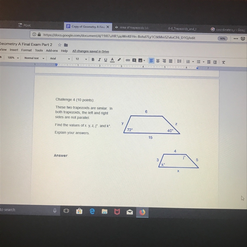 These two trapezoids are similar. In both trapezoids, the left and right sides are-example-1