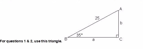 I need help with both of these questions. 1. Find the length of side b to two decimal-example-1