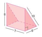 Find the volume of the prism. A. 168 units^3 B. 210 units^2 C. 210 units^3 D. 168 units-example-1