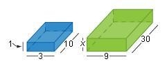 The two prisms below are similar. What is the value of x? A. 30 B. 1 C. 9 D. 3-example-1