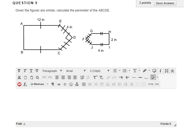 Given the figures are similar, calculate the perimeter of the ABCDE.-example-1