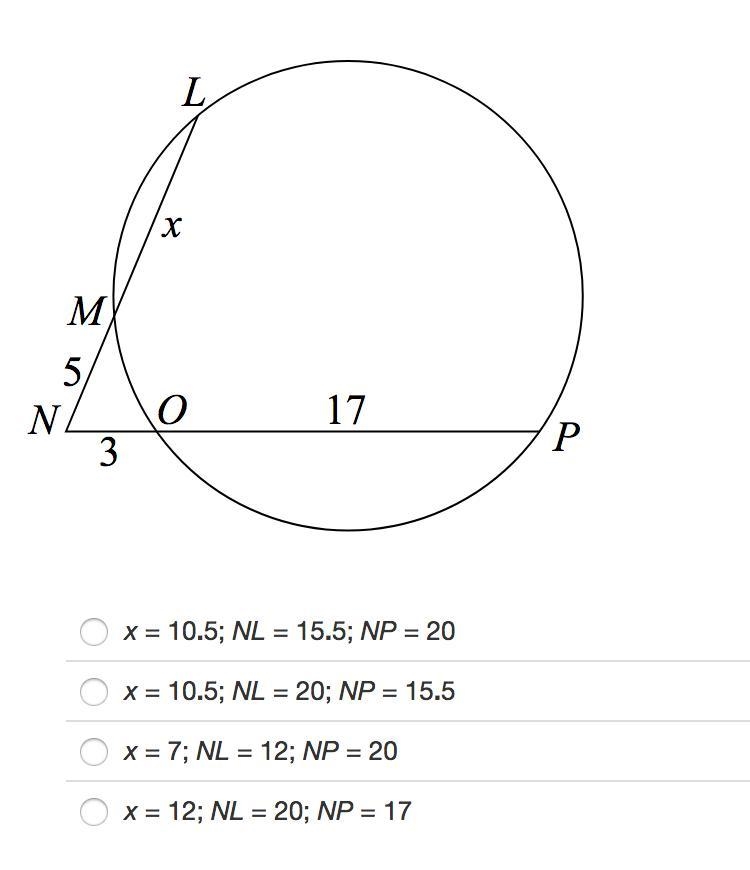 Identify the value of x and the length of each secant segment. HELP PLEASE!!-example-2