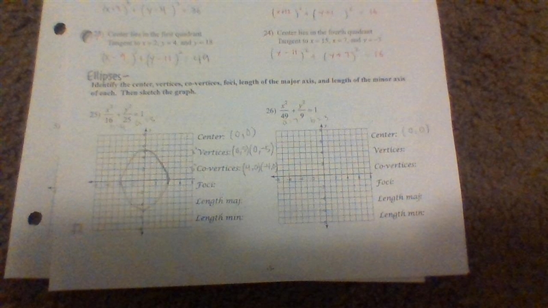 Please Help!!! Due: Monday On Ellipses - Pre Calc-example-1