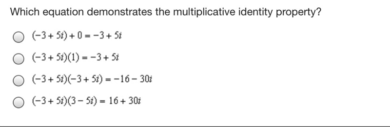 Which equation demonstrates the multiplicative identity property?-example-1