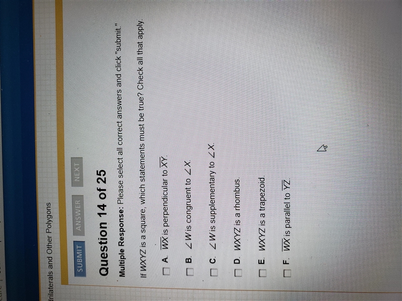 If WXYZ is a square, which statements must be true? plz help <3-example-1