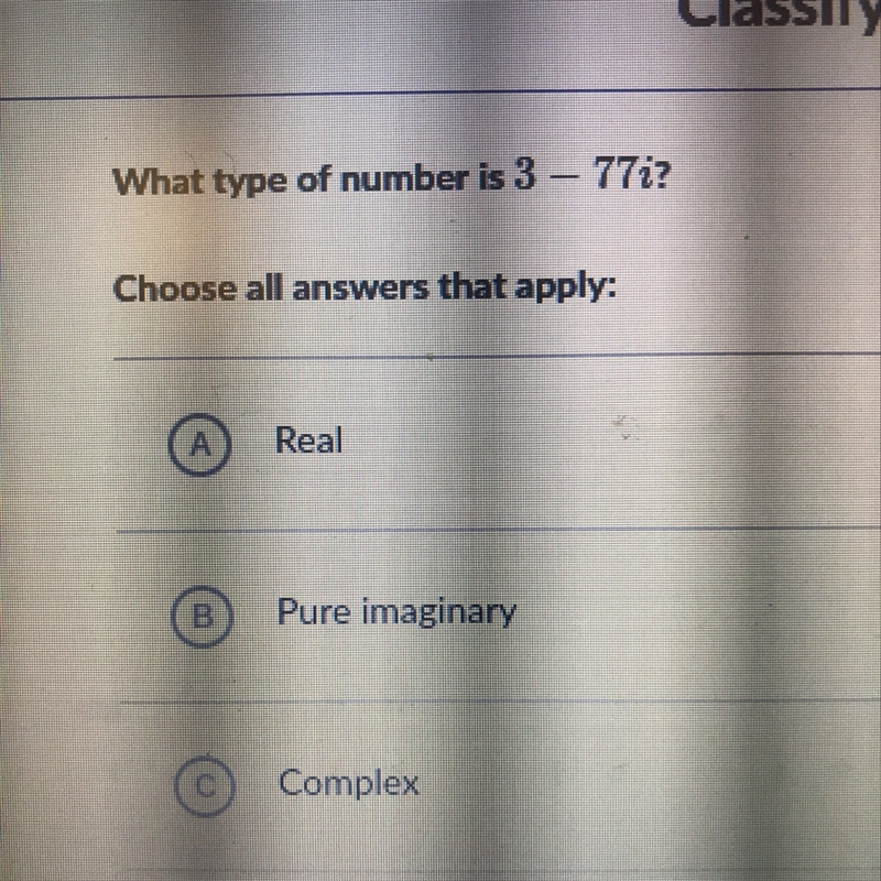 What type of number is 3-77i-example-1