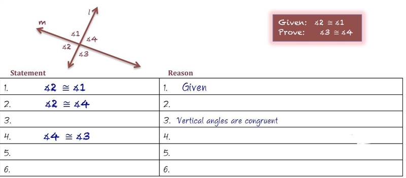 What should be statement 3? Need Quickly please! A) <2≅<3 B) <1≅<3 C) &lt-example-1