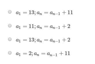 What is the recursive rule for a_(n)=2n+11?-example-1