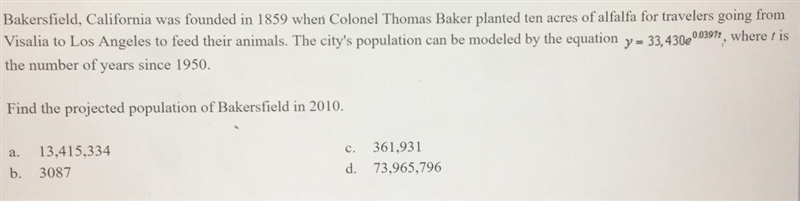 Bakersfield California was founded in 1859 when colonel Thomas baker planted ten acres-example-1