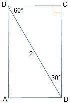 The diagonal of rectangle ABCD measures 2 inches in length. What is the length of-example-1