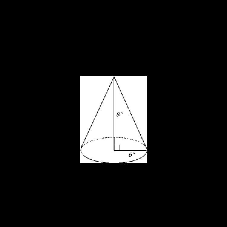 Find the volume of the solid figure. A. 96 pi cu in B. 120 pi cu in C.192 pi cu in-example-1