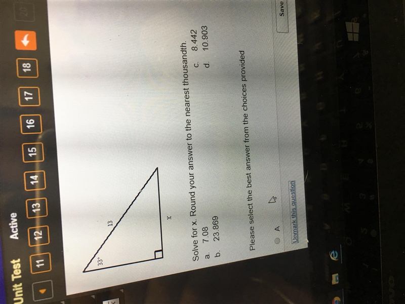 Solve for x. Round your answer to the nearest thousandth. a. 7.08 c. 8.442 b. 23.869 d-example-1