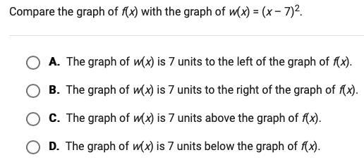 The graph of f(x) = x^2 is shown. Compare the graph of f(x) with the graph of w(x-example-2