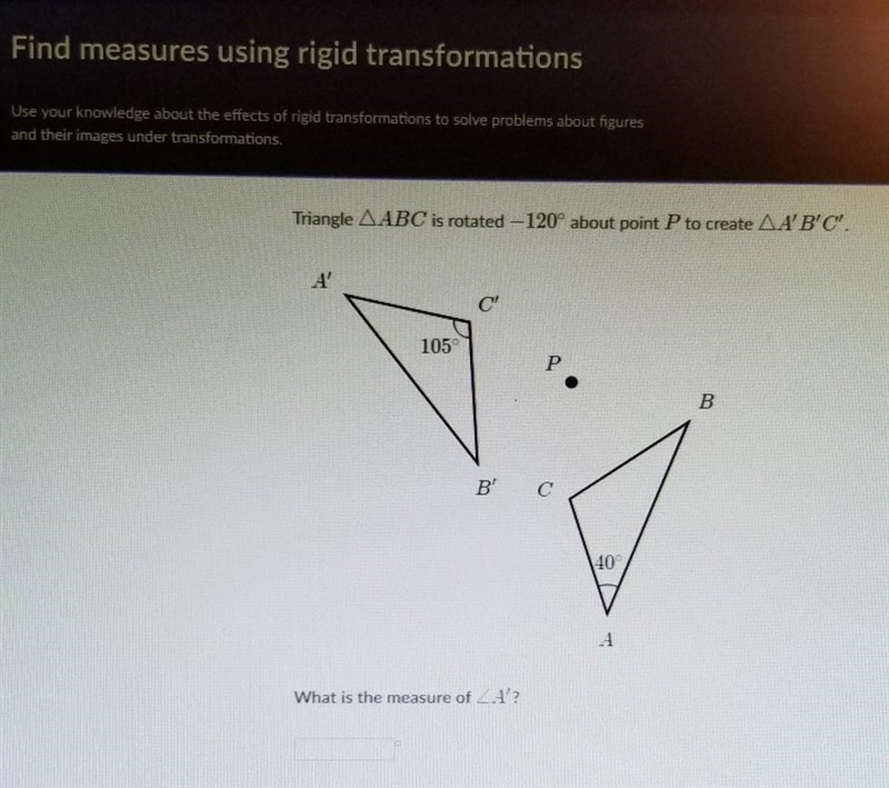 Find the measure using rigid transformations. Somebody please help me on this Geometry-example-1