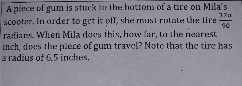 A piece of gum is stuck at the bottom of a tire...-example-1