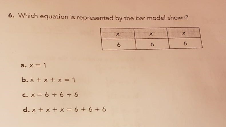 Which equation is represented by the bar model shown​-example-1