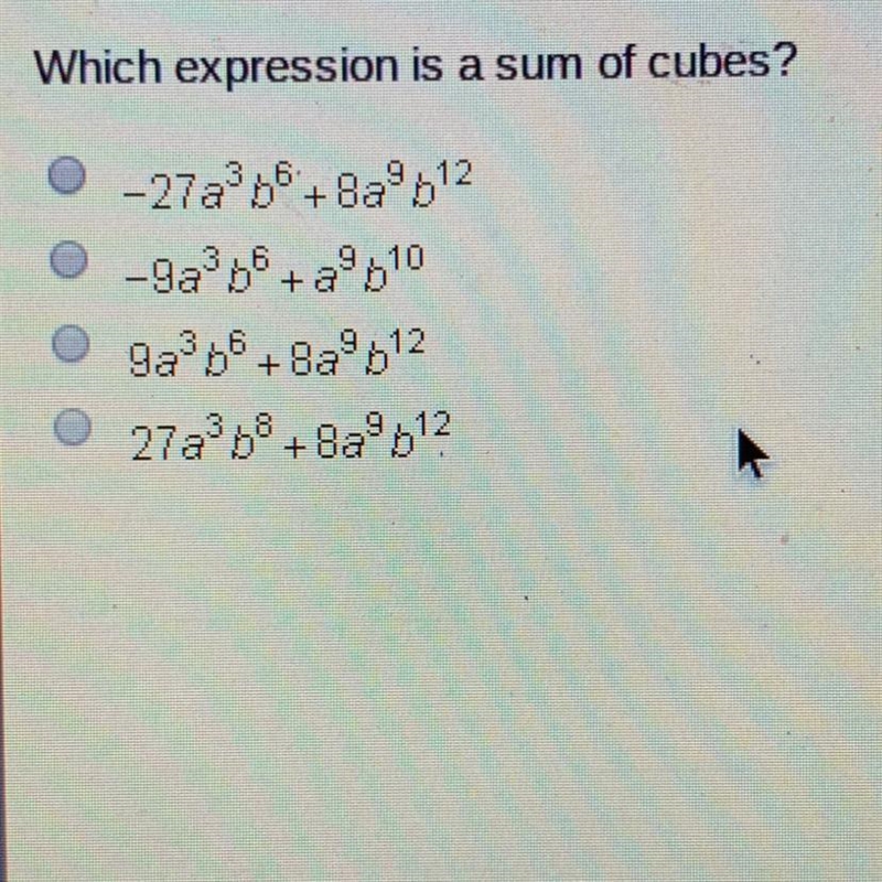 Which expression is a sum of cubes?-example-1