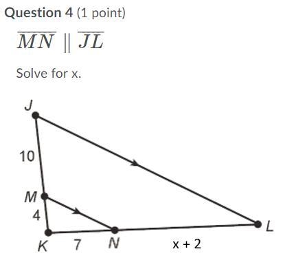 Q4: Solve for X Question 4 answers: 1. 3.71 2. 17.5 3. 15.5 4. 8-example-1