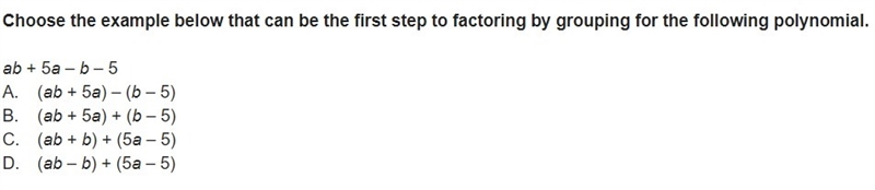 Choose the example below that can be the first step to factoring by grouping for the-example-1