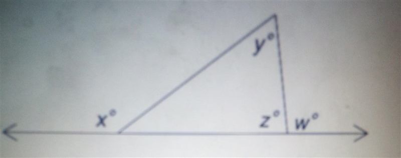 For the figure shown, x = 145 and y = 60. Determine the value of w. 85 95 105 145-example-1