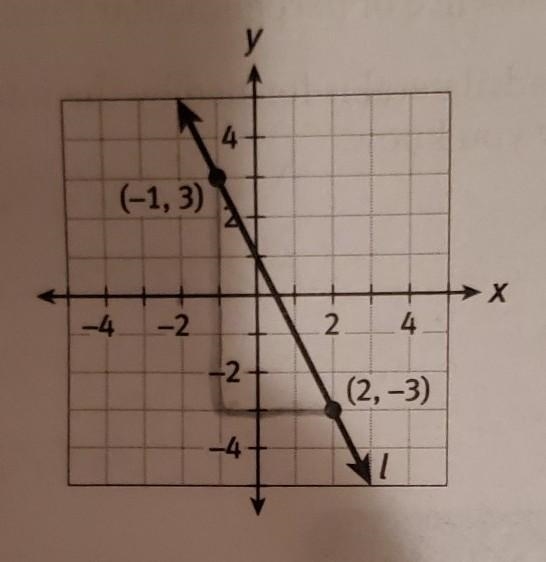 19. What is the equation of the line perpendicular to line l that passes through point-example-1