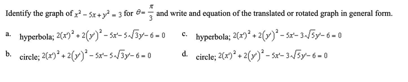 Q3: Identify the graph of the equation and write and equation of the translated or-example-1