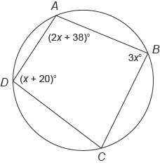 1. Quadrilateral ABCD ​ is inscribed in a circle. What is the measure of angle A? 2. ​ Quadrilateral-example-4