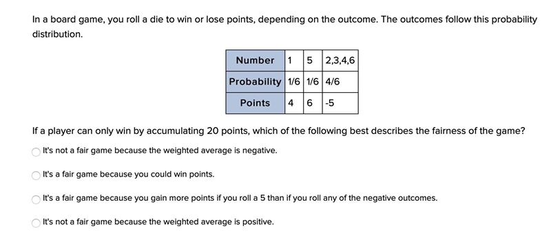 In a board game, you roll a die to win or lose points, depending on the outcome. The-example-1