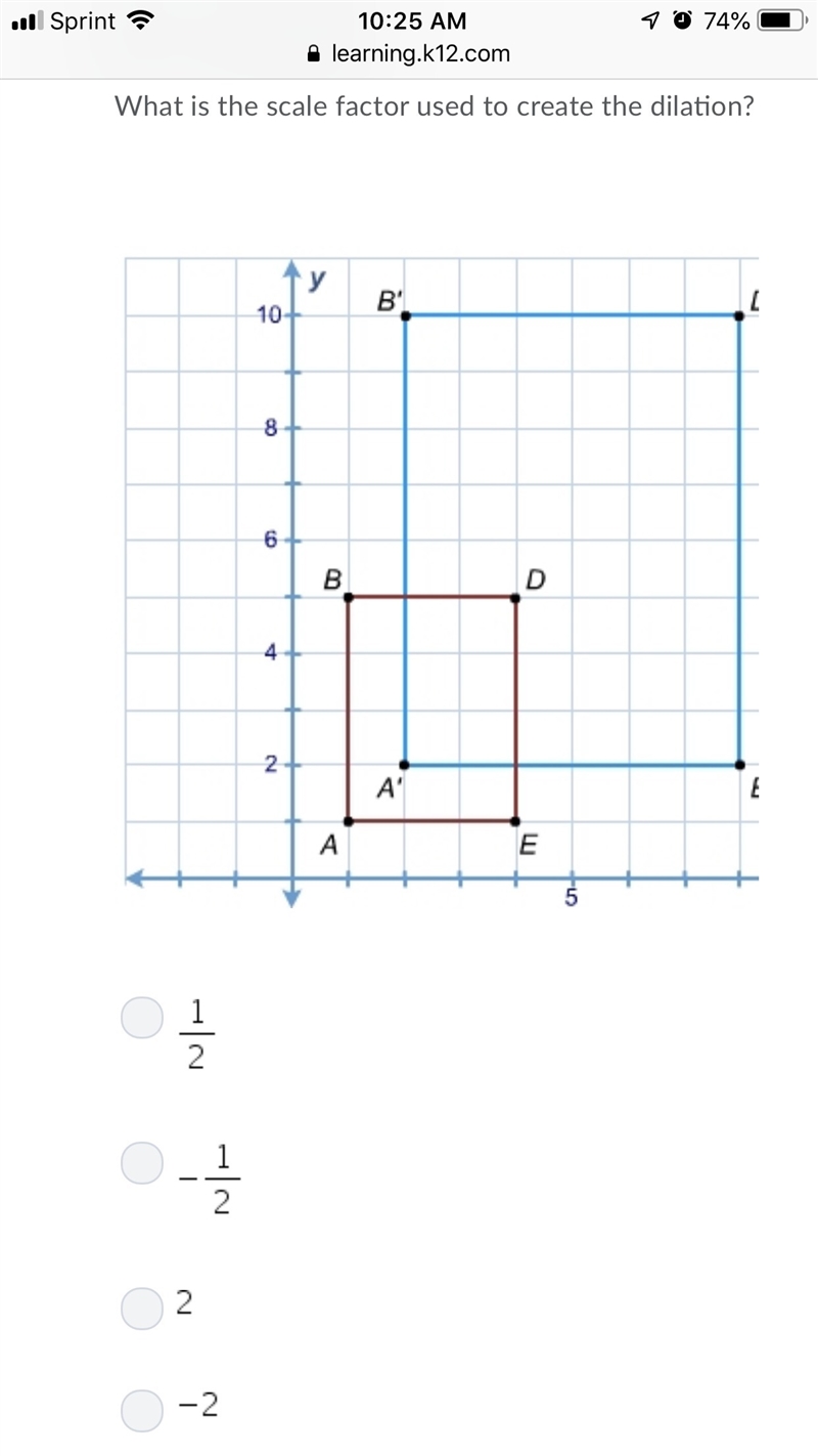 What is the scale factor used to create the dilation?-example-1