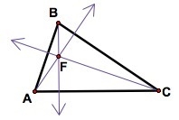 The three altitudes of ΔABC intersect at point F. Point F is the A) centroid. B) circumcenter-example-1