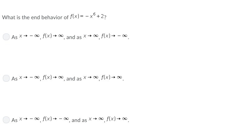 What is the end behavior of f(x)=-x^6+2?-example-1