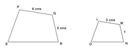 Quadrilateral PQRS is similar to Quadrilateral LMNO. Find the value of x. A 10 B 1.5 C-example-1