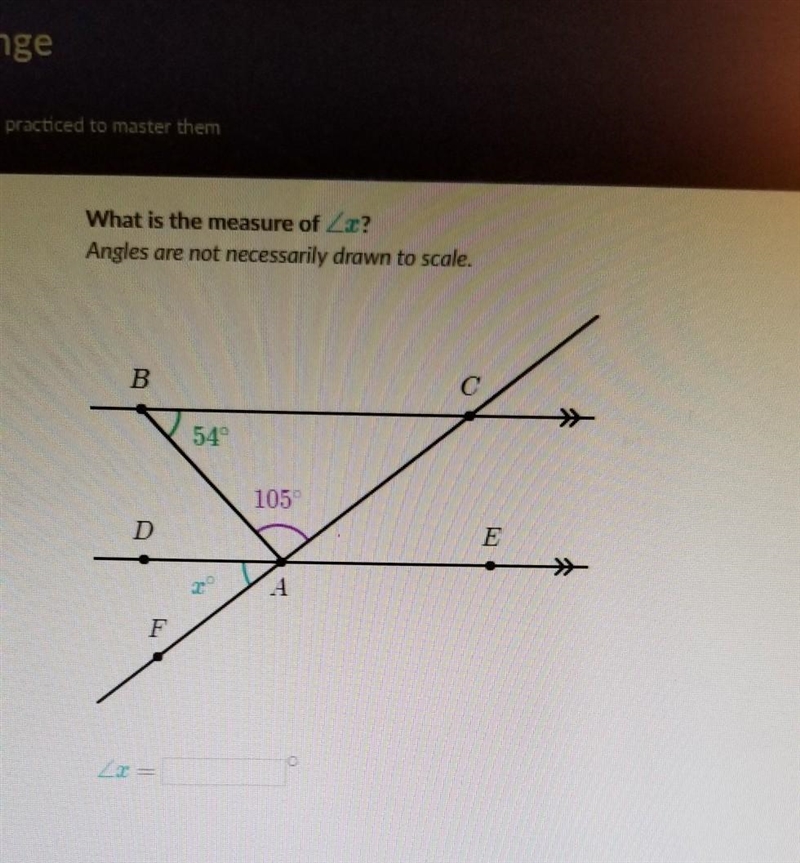 What is the measure of x? Help me on this Geometry question.​-example-1