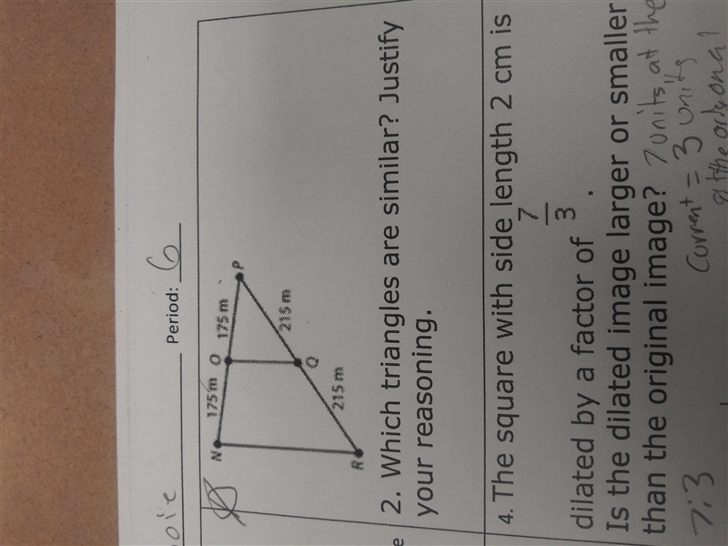 Which triangles are similar? Justify your reasoning-example-1