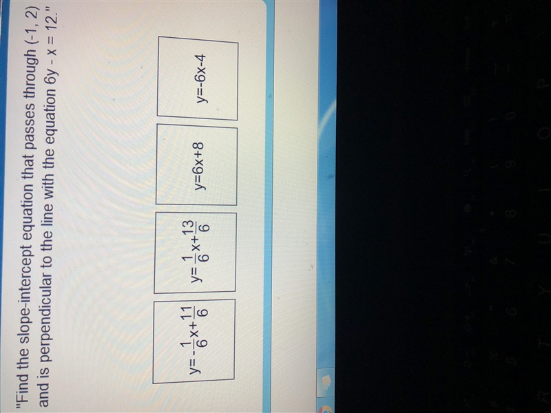 Find the slope intercept equation that passes through (-1,2) and is perpendicular-example-1