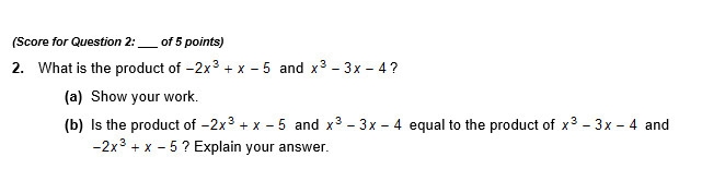 What is the product of -2x^3 + x - 5 and x^3 - 3x - 4? (A) Show your work (B) is the-example-1