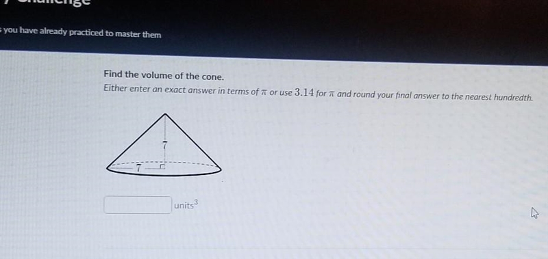 Find the volume of the cone.​-example-1