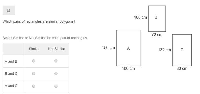 Which pairs of rectangles are similar polygons? Help please Select Similar or Not-example-2