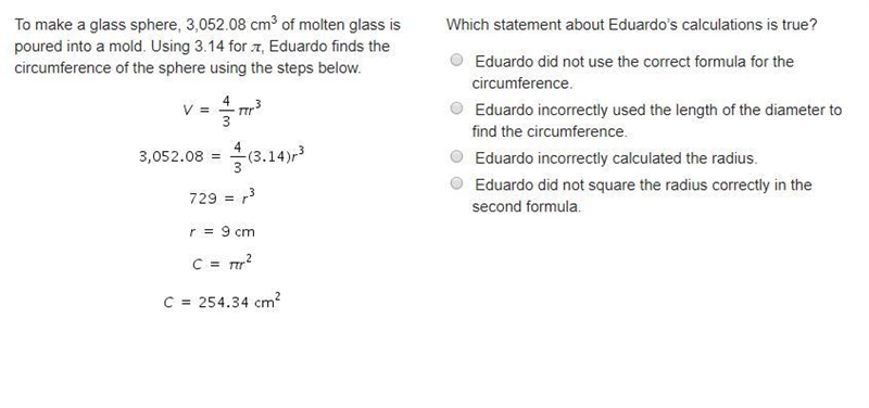 Which statement about Eduardo’s calculations is true?-example-1