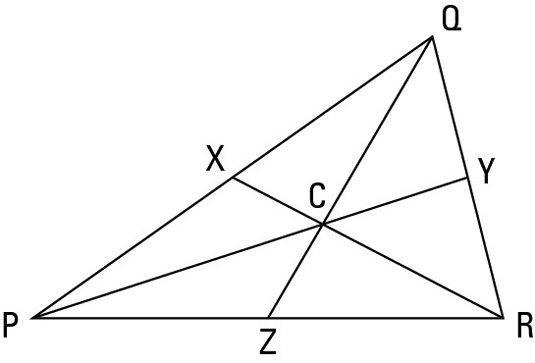 In ΔPQR, point C is the centroid. If PZ = 7, then RZ = A) 3.5 B) 7 C) 14 D) 21-example-1