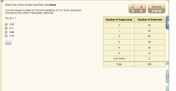 use the frequency table to find the probability of five or more responses received-example-1